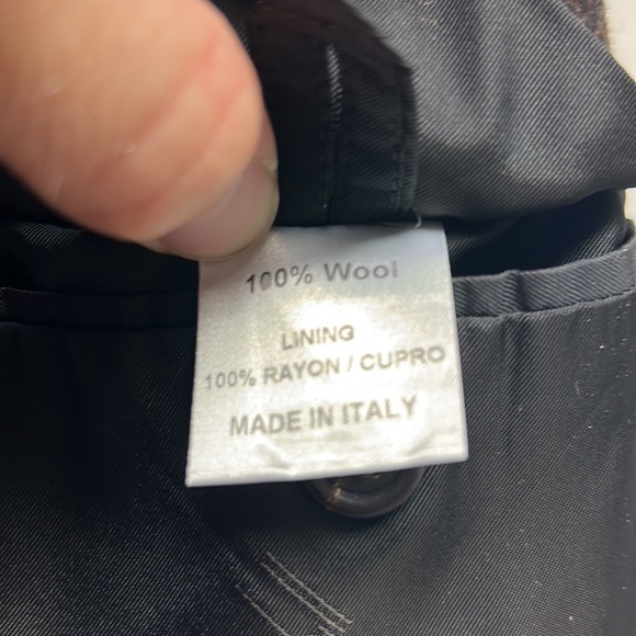 Dunhill Men’s Wool Coat Herringbone Brown Long 2X - Picture 15 of 16